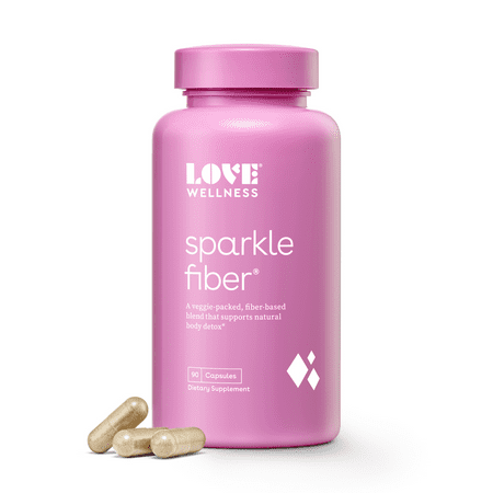 Love Wellness Sparkle Fiber Vegan Supplements for Easier Digestion & Regularity, 90ct