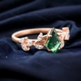 thumbnail image 2 of Kite Cut Emerald Promise Ring Diamond Leaf Bridal Ring Nature Inspired Wedding Jewelry Custom Birthday Gift For Wife Rose Gold Staking Rings, 2 of 2
