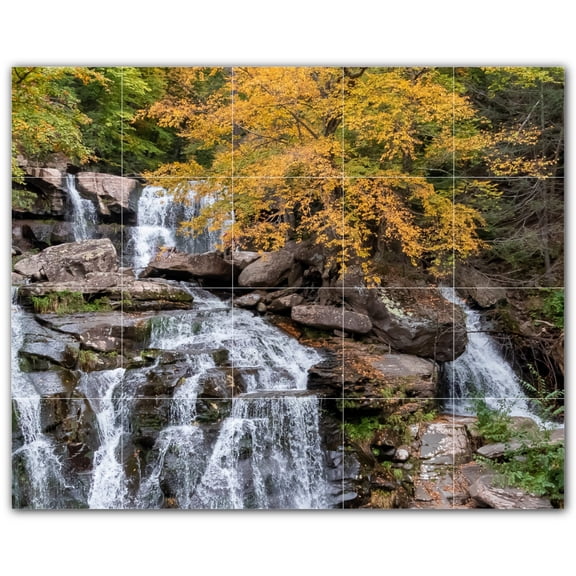 Picture-Tiles.com: Waterfalls Ceramic Tile Wall Mural WAL501088-54M. 30"W x 24"H using (20) 6" x 6" Ceramic Tiles-Satin Finish