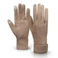 thumbnail image 1 of Gloves Mittens Winter Riding Thickened Warm Screen Plush Solid Button Women Outdoor Gloves Gloves Mittens, 1 of 3