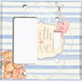 thumbnail image 2 of Metal Light Switch Wall Plate Outlet Cover (2 Teddy Bears With Love Heart Balloon Flower Blue Stripes - Single Rocker Single Toggle), 2 of 2