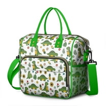 White Green Dinosaurs Floral Pattern Womens Lunch Box for Work,Insulated Large Lunch Bag for Tween and Teen,Loncheras Para Mujer,Leakproof Adult Lunch Bag for Work,Beach,Travel,Picnic,Camping