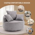 thumbnail image 4 of Swivel Barrel Chair, 39'' W Linen Blend Round Swivel Chair – 360 Degree, Upholstered Armchair with Modern Design; Comfy Single Accent Sofa Chair for Living Room, Bedroom, Grey, 4 of 7