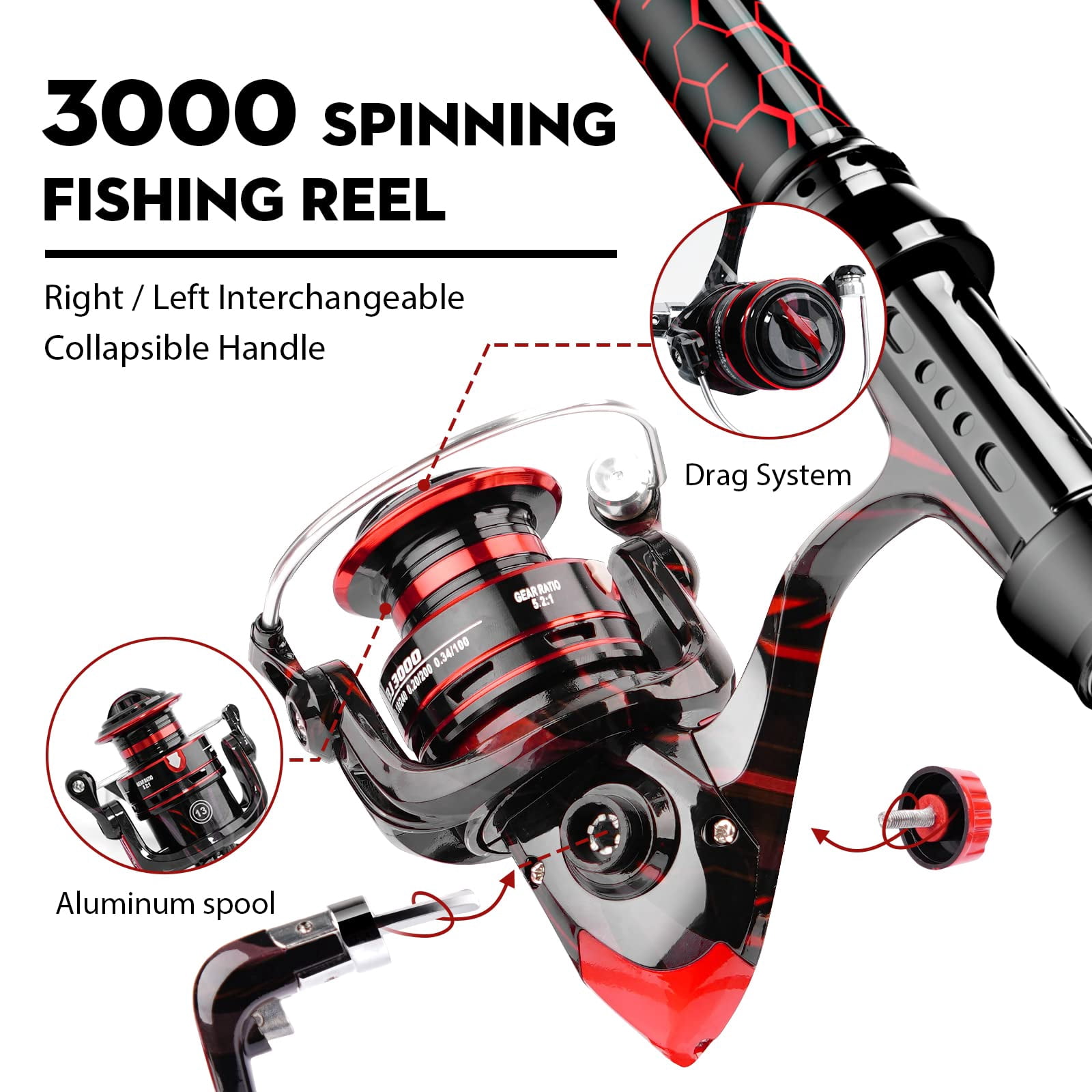 Fishing Rod And Reel Combos  Design With X-warping Painting Carbon Fiber Telescopic Combo Kit Tackle Box Gift For Beginner Angler
