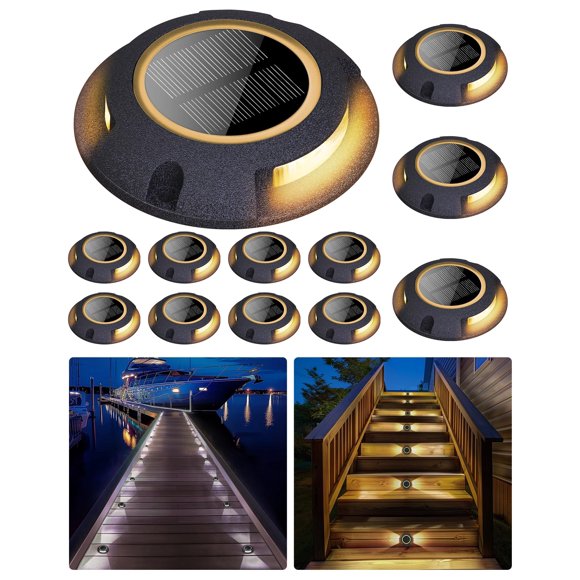 Luces solares para terraza FabStyl, paquete de 12, impermeables, LED de dos colores