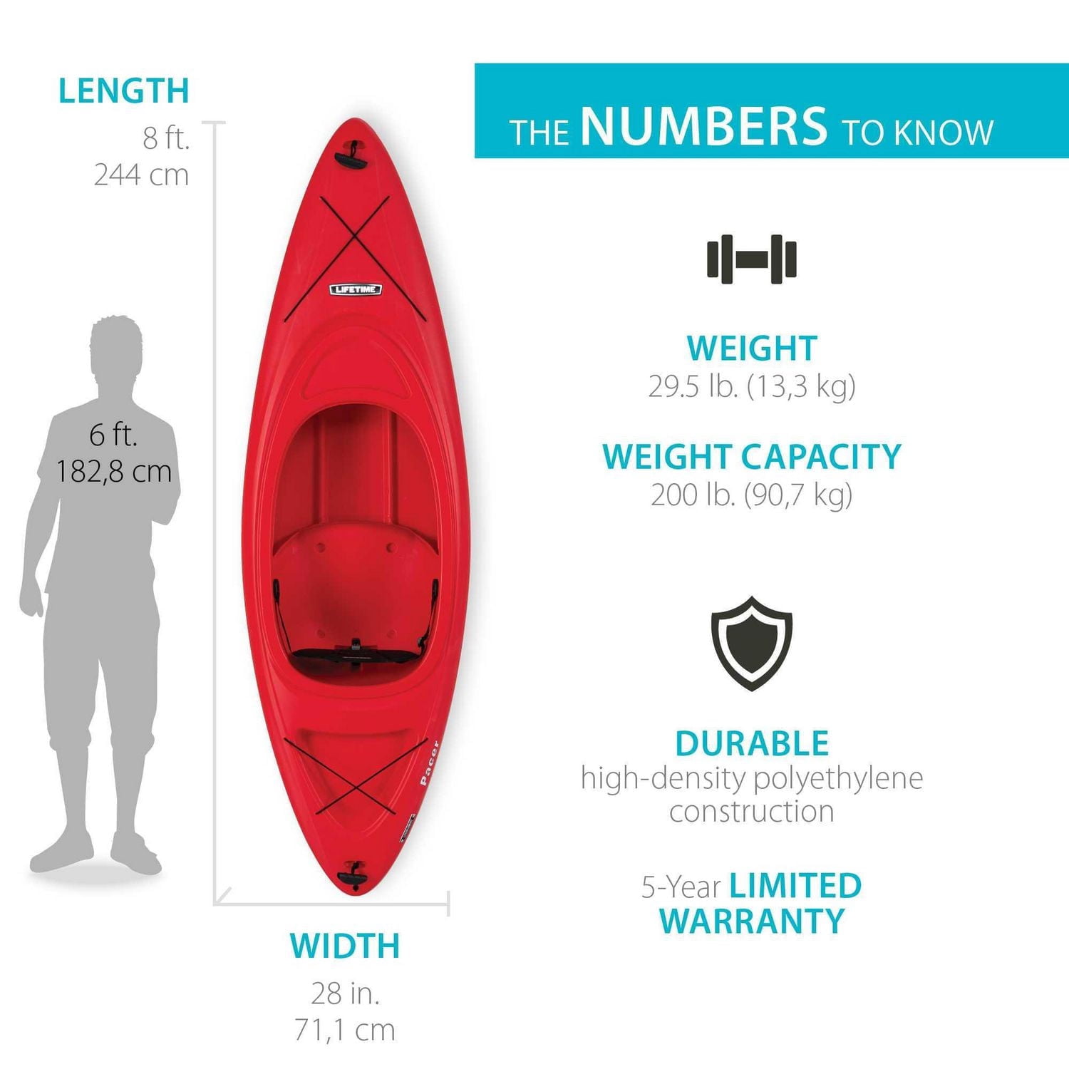 Lifetime Pacer 80 Kayak (Paddle Included)