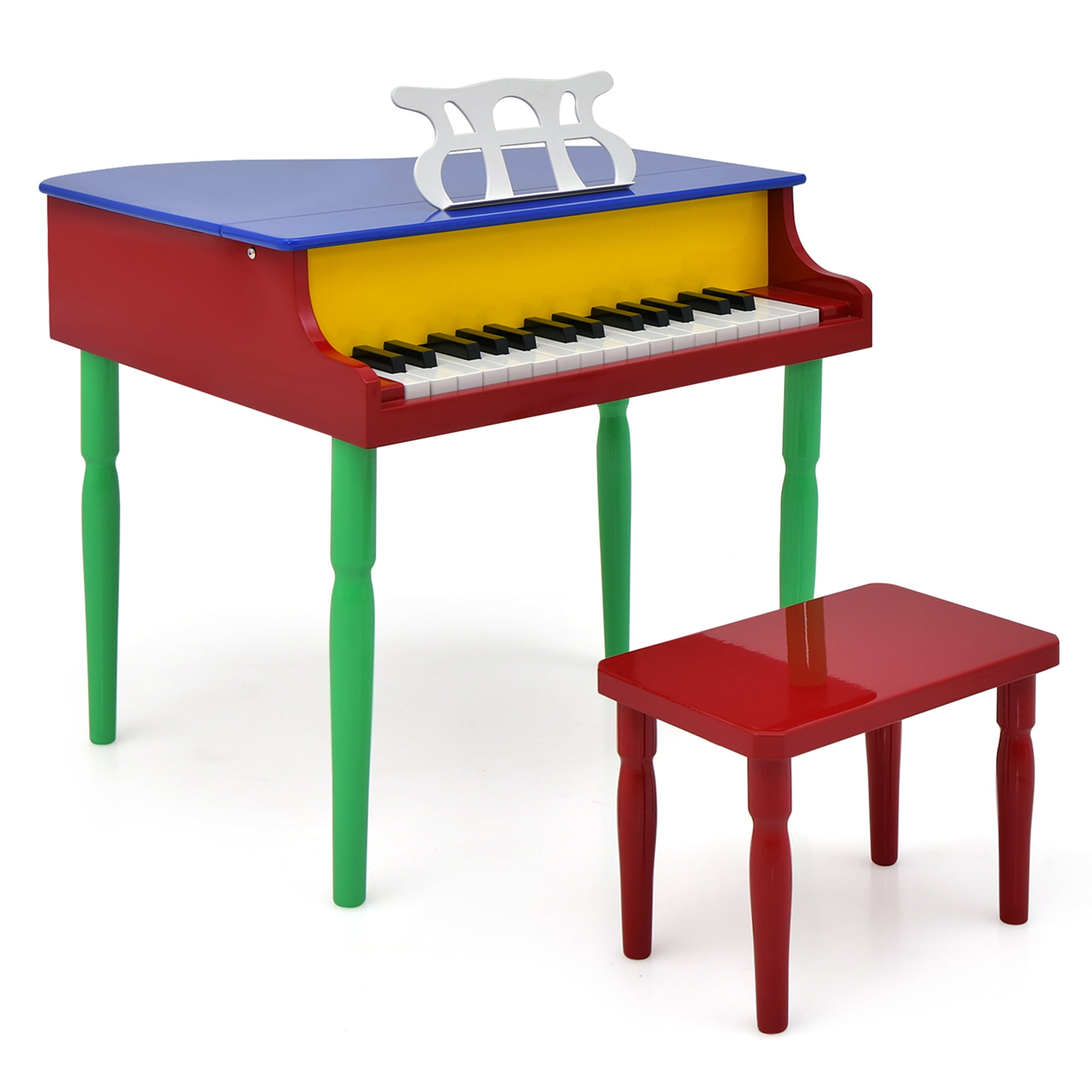 Costway Kids 30-Key Baby Grand Piano Toy, Wooden, with Bench