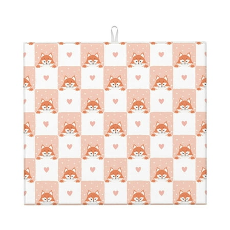 

Naloa love plaid fox Dish Drying Mat for Kitchen Counter Heat Resistant Drainer Mats Absorbent Draining Mat Dish Rack Pad 16 x18