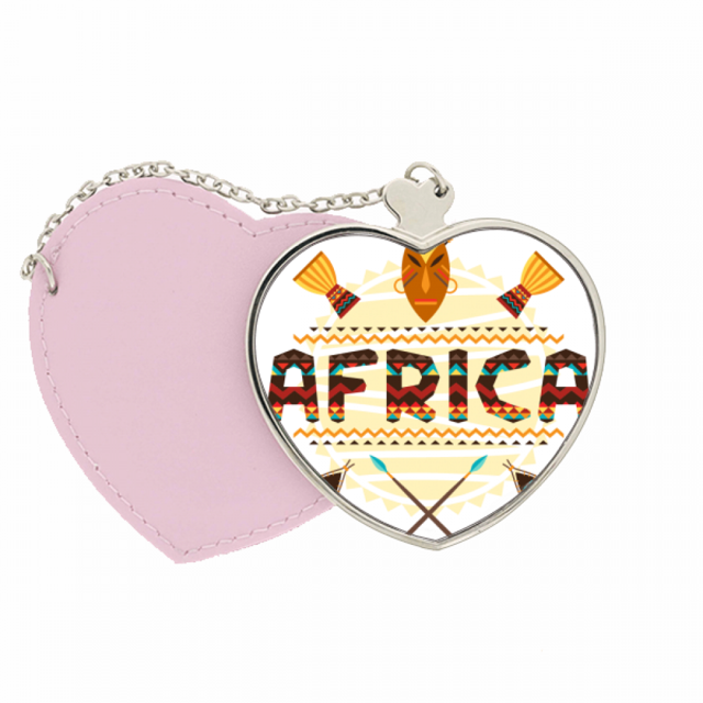 África texto elegante Totem signos Bolsa de viaje Mirror maquillaje corazón rosa