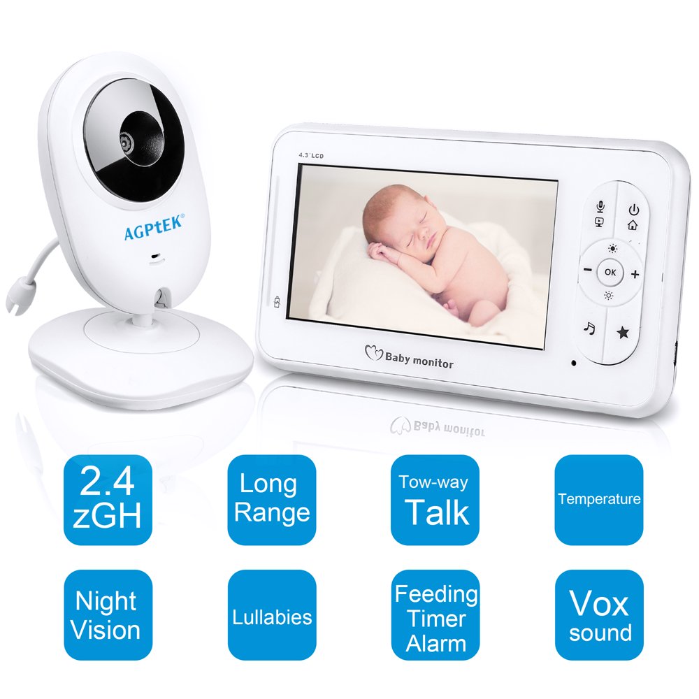 4.3" Video Baby Monitor Digital 2.4Ghz Wireless Camera with Temperature