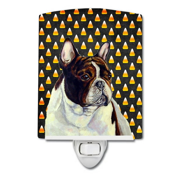 Caroline's Treasures LH9078CNL French Bulldog Candy Corn Halloween Portrait Ceramic Night Light, 6x4x3", multicolor