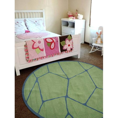 Hand Tufted Contemporary Green Rugsotic Carpets Hand Tufted Woolen 8' x 11' Contemporary Area Rug Green Blue K00692-Color:Green Blue,Material:Woolen,Shape:Round,Size:8' X 8' ()