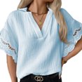 thumbnail image 2 of Camisa casual de mujer camisa de manga corta de mujer top de manga corta de mujer top de verano de mujer Camisa casual de mujer cuello en V manga corta de color sólido costura de ANGGREK Otros, 2 of 5