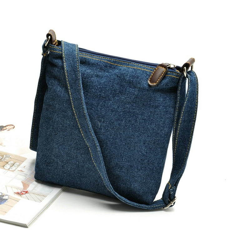 Vintage Denim Shoulder Bag Womens Splice Crossbody Messenger Handbag Pruse  Bag