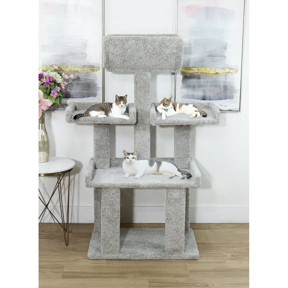 New Cat Condos Deluxe Multi-Level Carpet Cat Tower - Handcrafted Cat Furniture for Large Cats