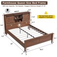 thumbnail image 4 of OKD Modern Farmhouse King Platform Bed with Bookcase Headboard Storage and Charging Station, No Box Spring Needed, Reclaimed Barnwood, 4 of 7