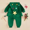 thumbnail image 4 of Guvpev T'oddler Christmas Tree Costume, Unisex B'aby Christmas Holiday Outfit, Colorful Bobbles Hooded Long Sleeve Romper Jumpsuit, Zipper Front, Loose Legs, Funny Xmas Clothes, 4 of 15