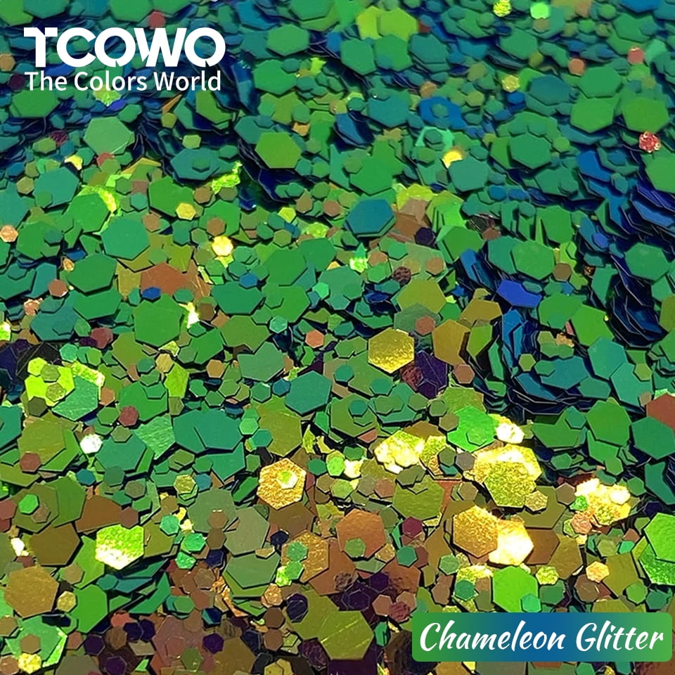 Color Shift Chameleon Glitter Chunky Glitter Sequins For Arts & Crafts Wine Glass Decoration Weddings Cards Flowers Cosmetic Face Body 2oz/Bottle 4 Colors One Set