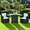 thumbnail image 1 of Patiojoy 3PCS Patio Rattan Dining Set Space-Saving Furniture Set with Tempered Glass Top Table and Cushioned Chairs, 1 of 9