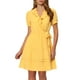 thumbnail image 1 of Vestido de verano con cuello en V y volantes para mujer, minivestido de manga corta con cinturón Amarillo XL, 1 of 6