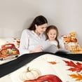 thumbnail image 4 of Manfei Framhouse Red Fall Truck Queen Bedding for Kids, Autumn Bird Gingham Bedding Comforter Set Queen, Black Reversible, 7-Piece, 4 of 7