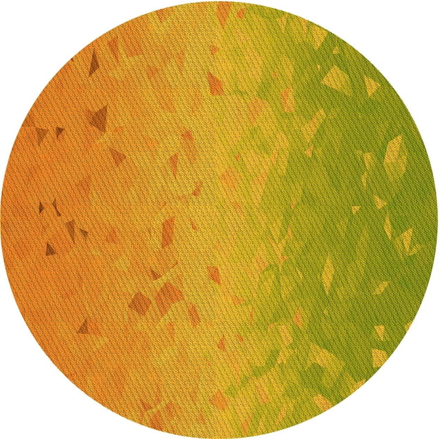 Ahgly Company Tapis Rond Lavable en Machine Intérieur Transitionnel Jaune Profond, 4 Pieds Rond