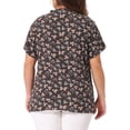 thumbnail image 4 of Blusa de verano casual de mujer plus size con cuello atado y mangas cortas, estampado floral, Agnes Orinda, talla 3X, color marrón, 4 of 6