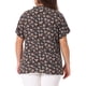 thumbnail image 4 of Blusa de verano casual de mujer plus size con cuello atado y mangas cortas, estampado floral, Agnes Orinda, talla 3X, color marrón, 4 of 6