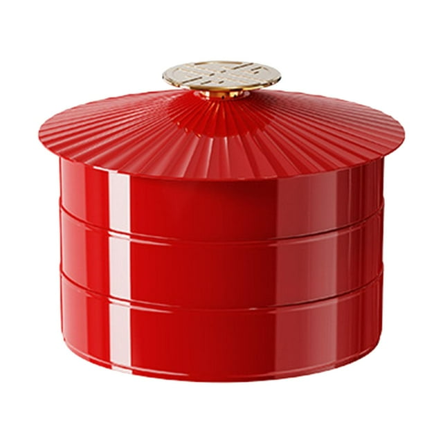 Tnarru Plateau de Service avec Compartiments et Couvercle, Plateau à Collations, Assiette de Souper avec Compartiments, Plateau Divisé, Boîte à Collations pour Biscuits du Nouvel An et Nu Trois Couches