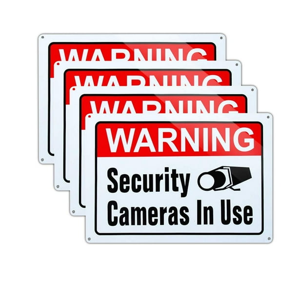 Large Warning Video Surveillance in Use Sign,Security Cameras in use Sign,Large 10x14 Inch Aluminum UV Ink Printed for House and Business (2-Pack)