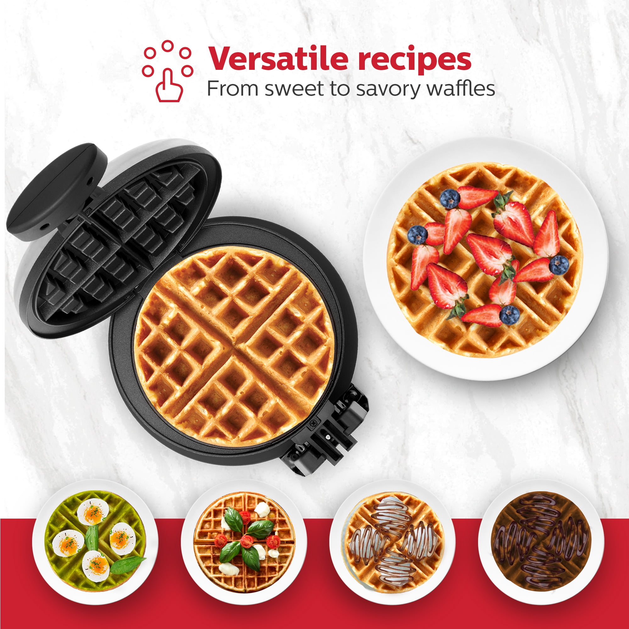 Holstein Housewares Rotary Belgian Waffle Maker, Stainless Steel Electric Belgian Waffle Makers