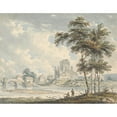thumbnail image 2 of Edward Dayes 18x15 Gold Ornate Wood Frame and Double Matted Museum Art Print Titled - Kelso Abbey, Rosburghshire (ca. 1792), 2 of 4