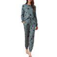 thumbnail image 1 of Conjunto de pijama de manga larga para mujer INSPIRE CHIC, sudadera de punto con estampado de estrellas, 2 piezas, ropa de dormir XL gris, 1 of 6