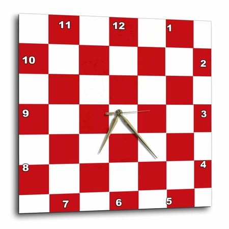 3drose, Red Checkered Squares - Italian - Art, 10x10 Wall Clock