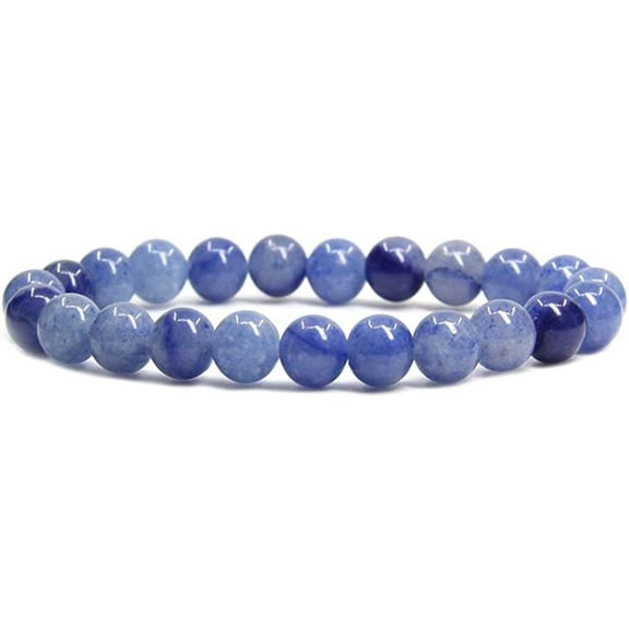 Blue Aventurine Gem Semi Precious Gemstone 8mm Ball Beads Stretch Bracelet 7" Unisex