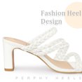 thumbnail image 4 of Square Toe Braided Chunky Heels Sandals for Women White US 6/UK 4/EU 36, 4 of 6