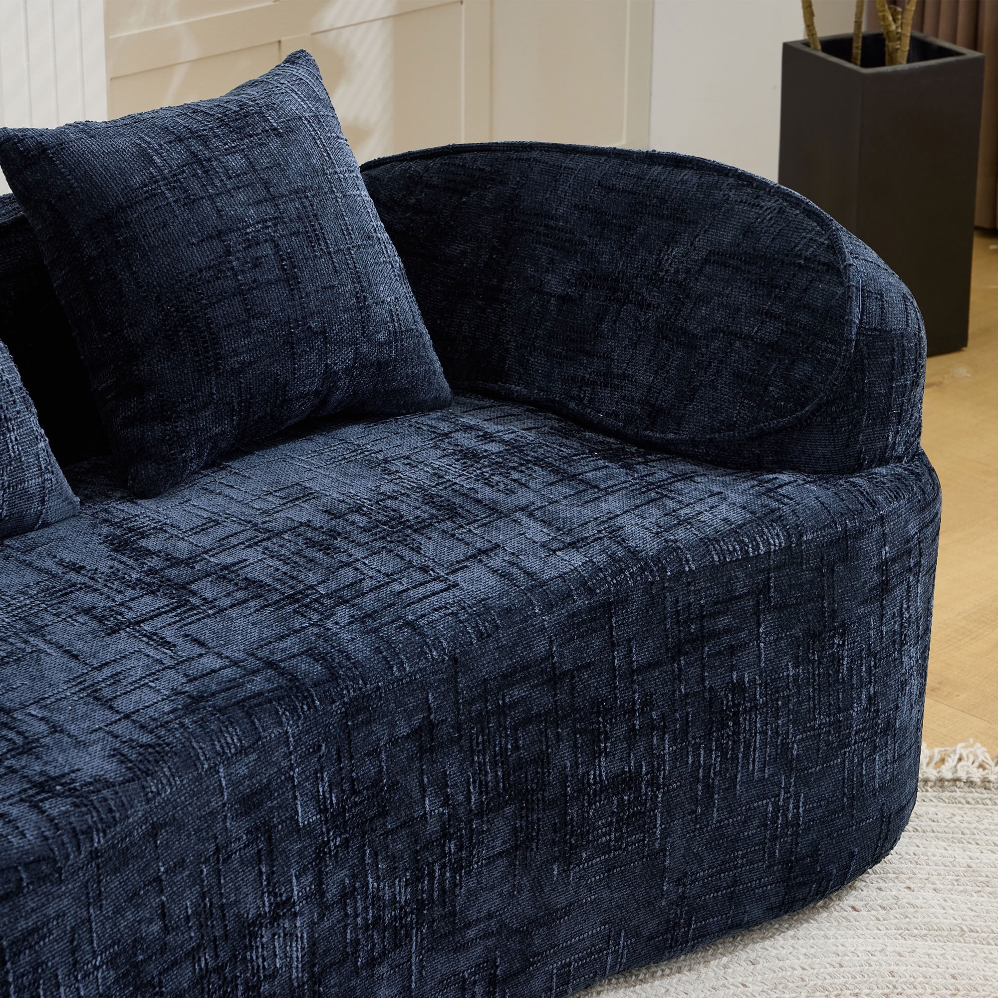 MAYEERTY Curved Compressed Loveseat Sofa, Chenille 2-Seat Upholstered Couch with 2 Pillows, No-Assembly for Small Apartment Living Room Bedroom
