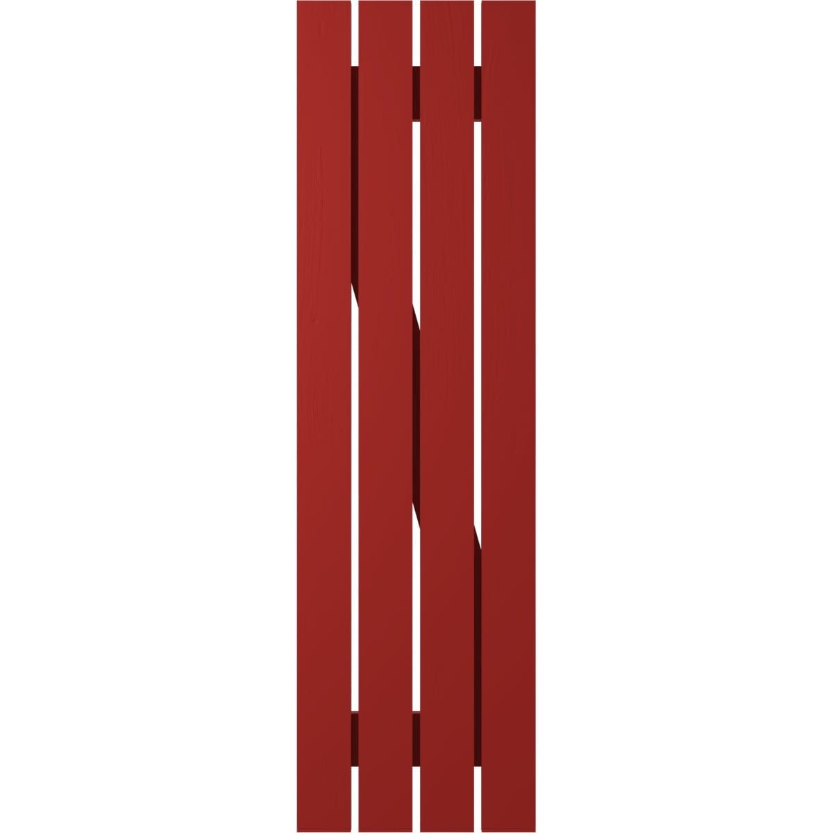 Ekena Millwork 15 1/2"W x 44"H Americraft Four Board (2 Batten) Exterior Real Wood Spaced Board-n-Batten Shutters w/ Z-Bar (Per Pair), Fire Red