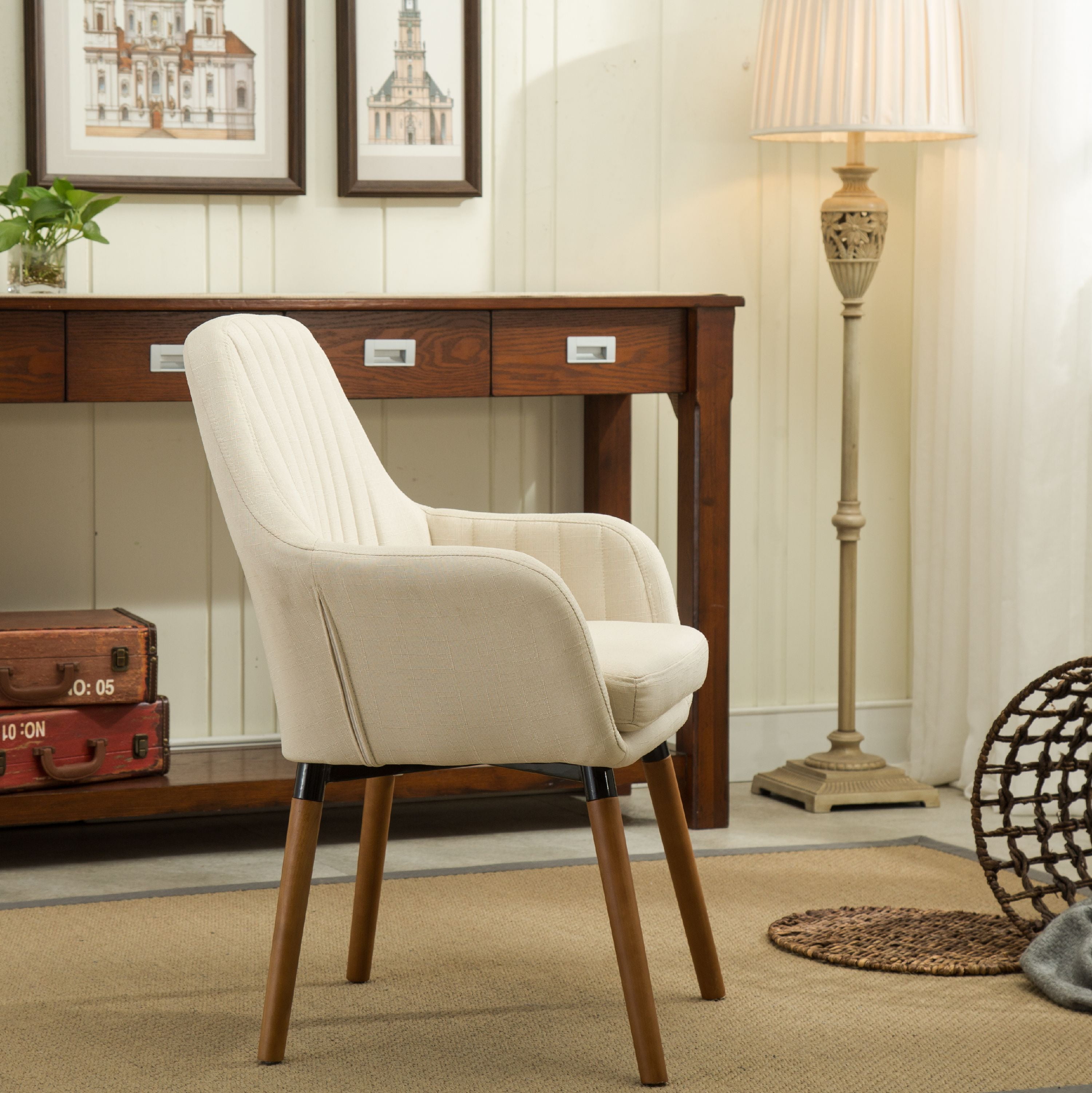 Roundhill Furniture Tuchico Contemporary Fabric Accent Chair, Tan