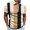Yellow, variant on WREESH Men's Striped Zipper Short Sleeve Lapel Printed T-Shirt Loose Top Henley Shirts Black