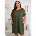 thumbnail image 3 of FEREMO Plus Size Nightgowns for Women Short Sleeve Sleepshirt Knee Length Sleepwear with Pockets, 3 of 7