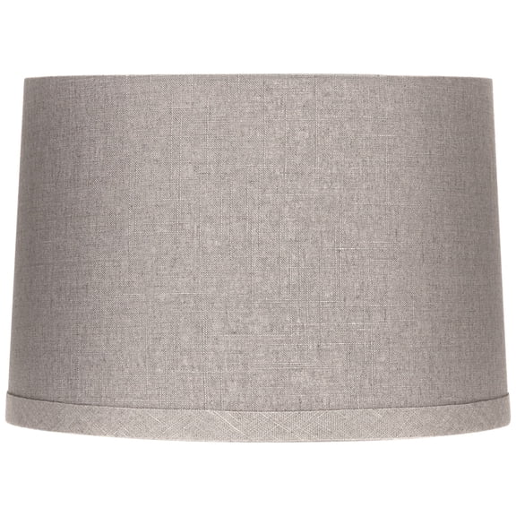 Springcrest Gray Linen Medium Drum Lamp Shade 15" Top x 16" Bottom x 11" High x 11" Slant (Spider) Replacement with Harp and Finial