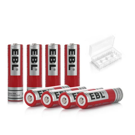 EBL 8-Pack 18650 Battery 3.7V 3000mAh Lithium-ion Rechargeable Batteries for Flashlights Toys