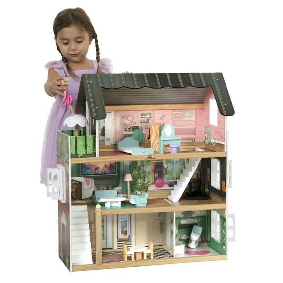 Delta Children South Beach Dollhouse - 3-Story Dollhouse with 4 Rooms - Includes 16 Accessories - Fits 5-inch Dolls - Pretend Play Dream Gift for Ages 3