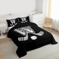 thumbnail image 3 of Homewish Personalized Initial W Bedding Comforter Set for Kids Boys Girls, Ice Hockey Sport Twin Comforter Sets, Black and Gray Bedding Set, Luxury Bedroom Decor, 3 of 8