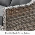 thumbnail image 4 of Ovios 4 Pieces Outdoor Furniture Set High Back All-Weather Wicker Patio Conversation Set with Solar Light Coffee Table, Black, 4 of 9