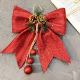 thumbnail image 4 of Feliz Navidad Bowknot Navidad lentejuelas guirnalda adornos brillante pino bola colgantes corbata artesanía regalo decoración rojo 2 piezas seitruly HA009456-02, 4 of 6