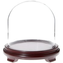 Plymor 8" x 8" Glass Display Dome Cloche (Red Wood Veneer Footed Base)