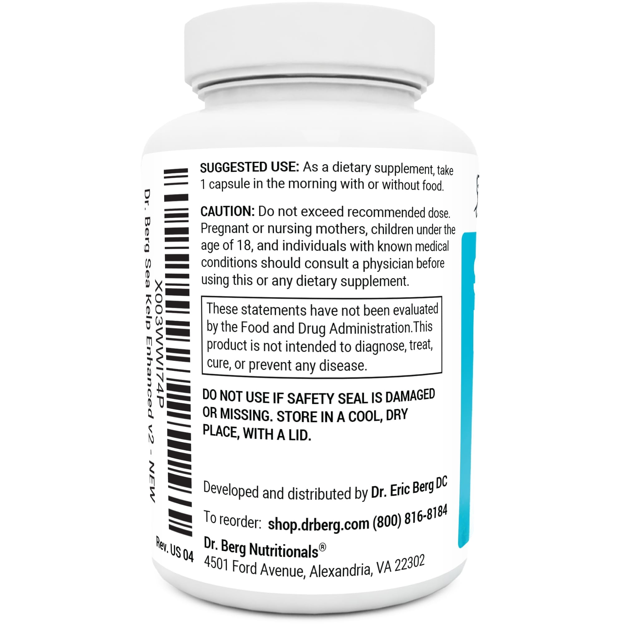 Dr. Berg Sea Kelp Enhanced Iodine Supplement , 90 Capsules