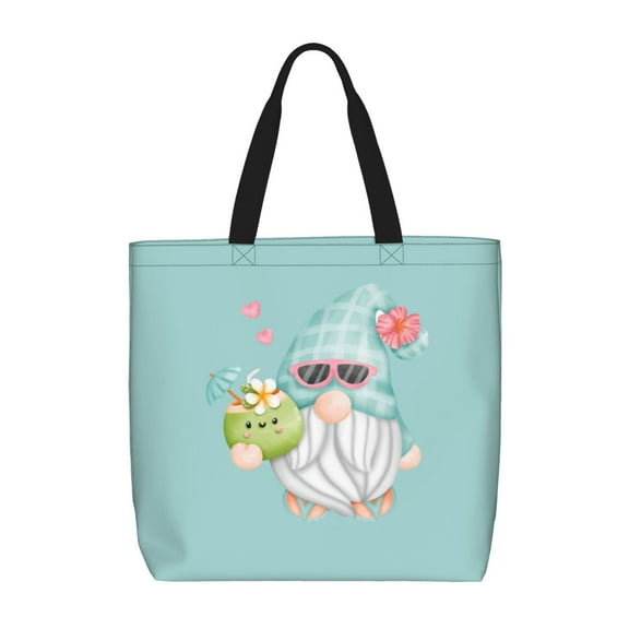 Naloa Summer Gnome,Cute Gnome Tote Bag for Women, Foldable Tote Bag With Zipper, Large Shoulder Bag, Top Handle Handbag for Travel, Work, Shopping